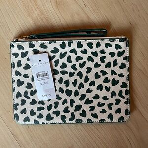 NWT Ann Taylor Heart Print Clutch